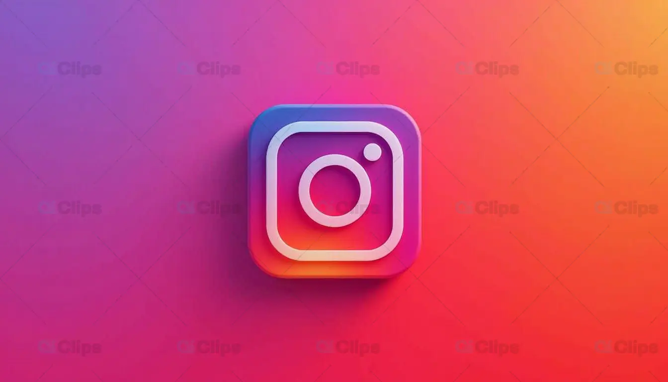 3D Instagram Icon with Gradient Background