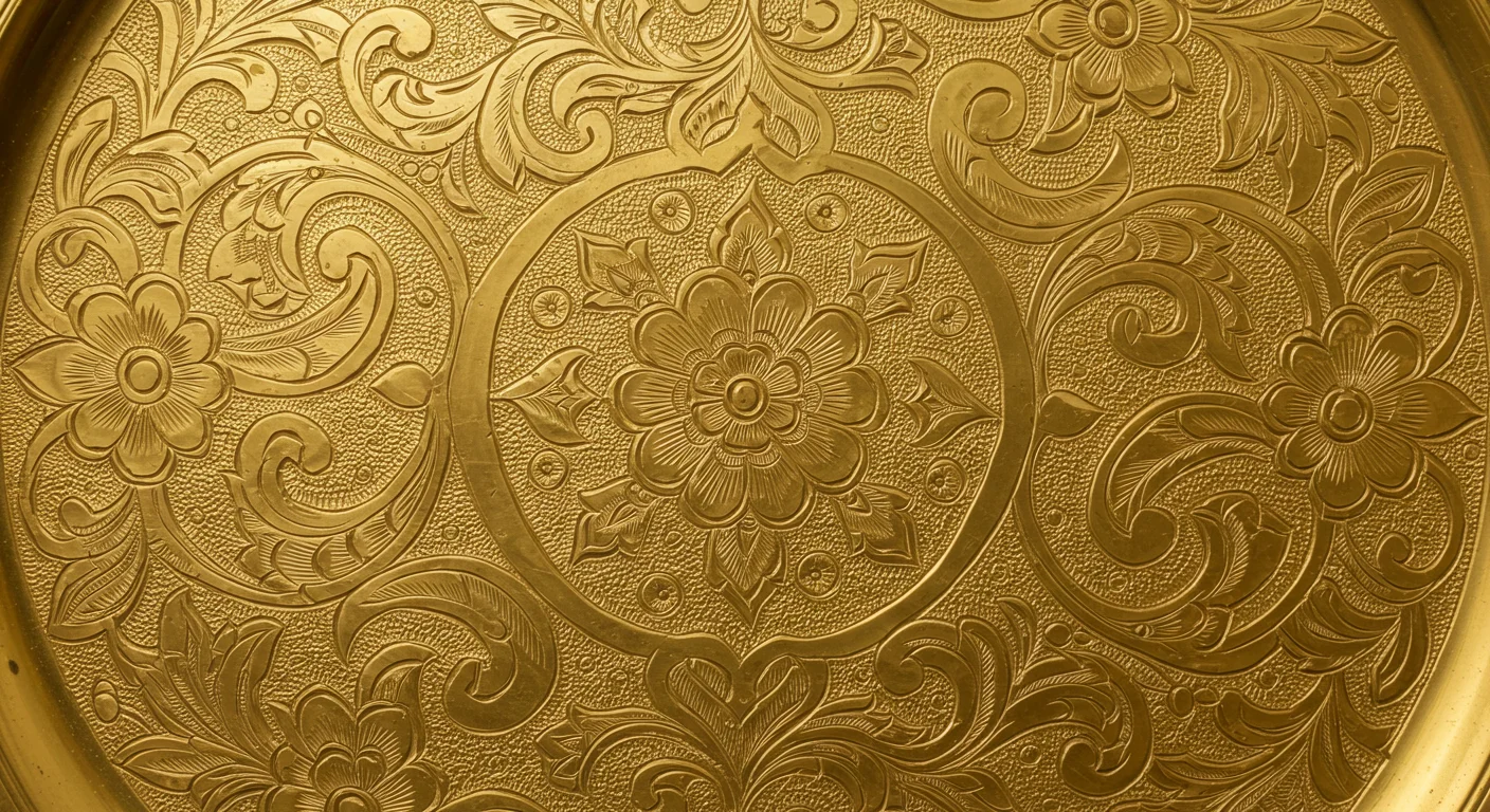 Circular Floral Gold Pattern Texture | Embossed Metal Background Design