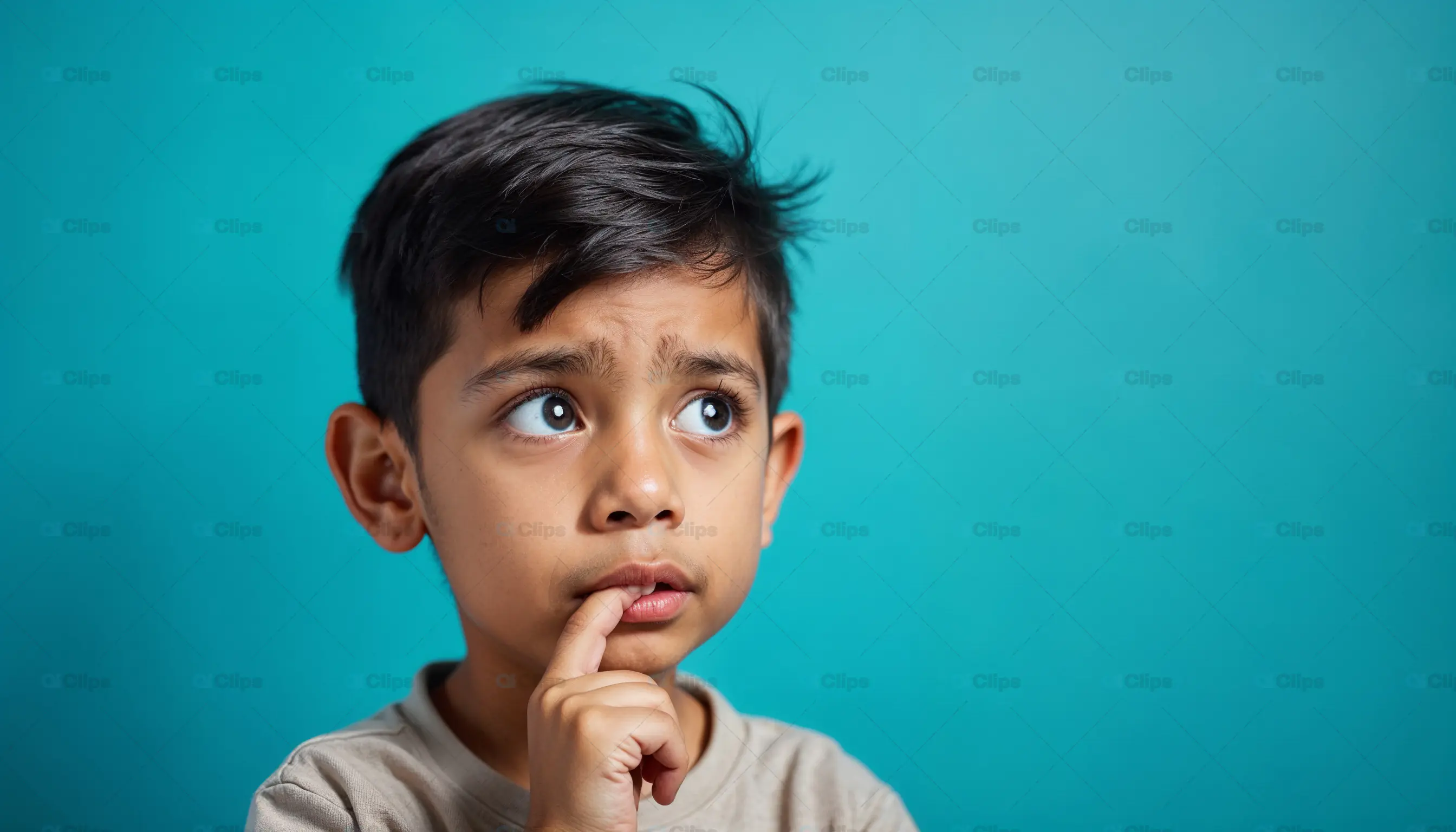 Curious Young Boy Thinking