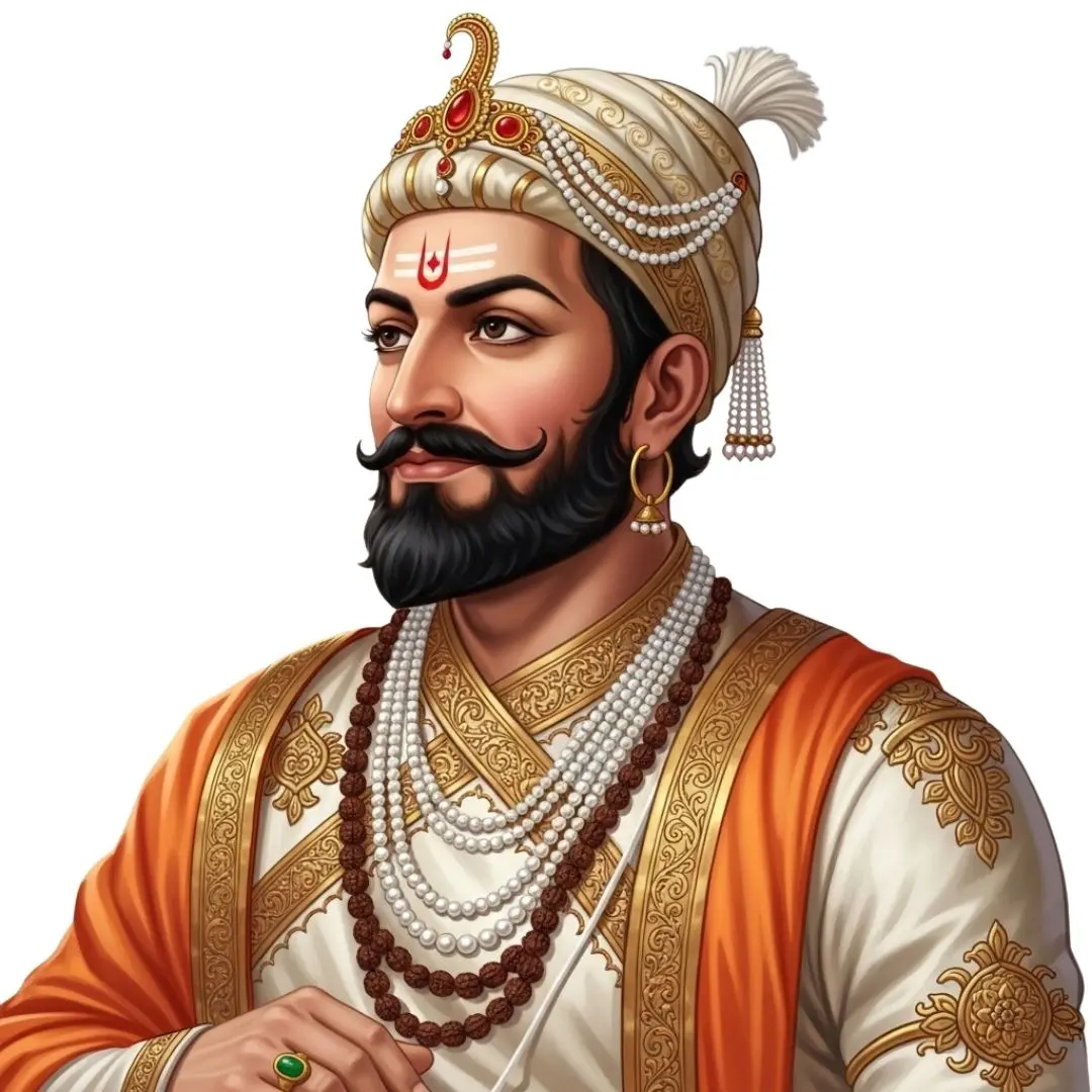 Chhatrapati Shivaji Maharaj Regal Portrait Illustration Clipart PNG