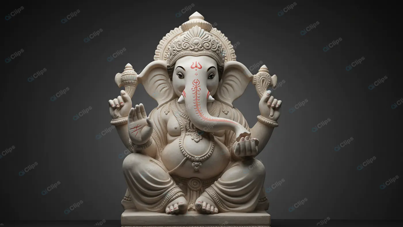 Intricate Ganesha Statue in White