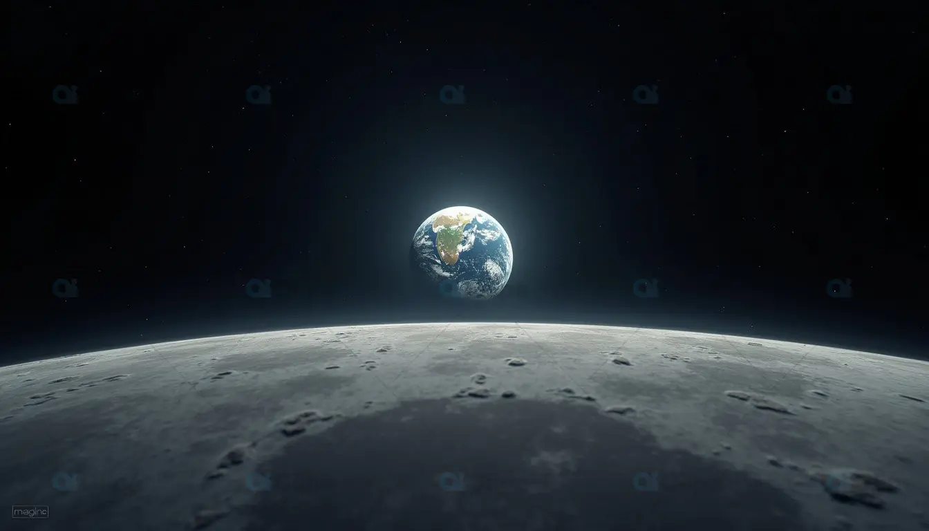 Earth Rising Above Lunar Horizon