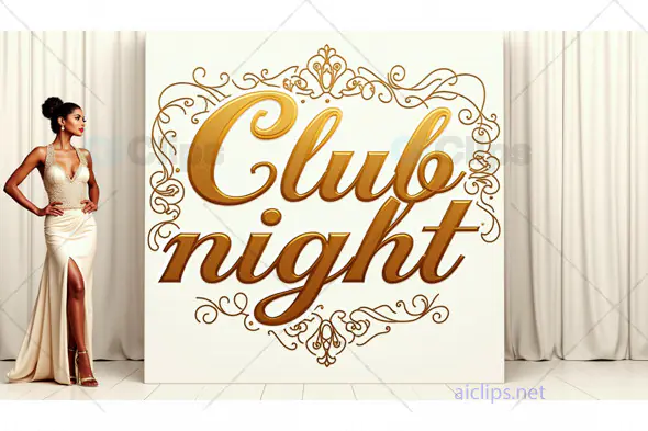 Elegant Club Night Invitation with Glamorous Woman