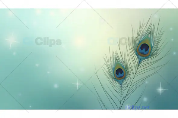 Double Peacock Feathers on Shimmering Bokeh Background