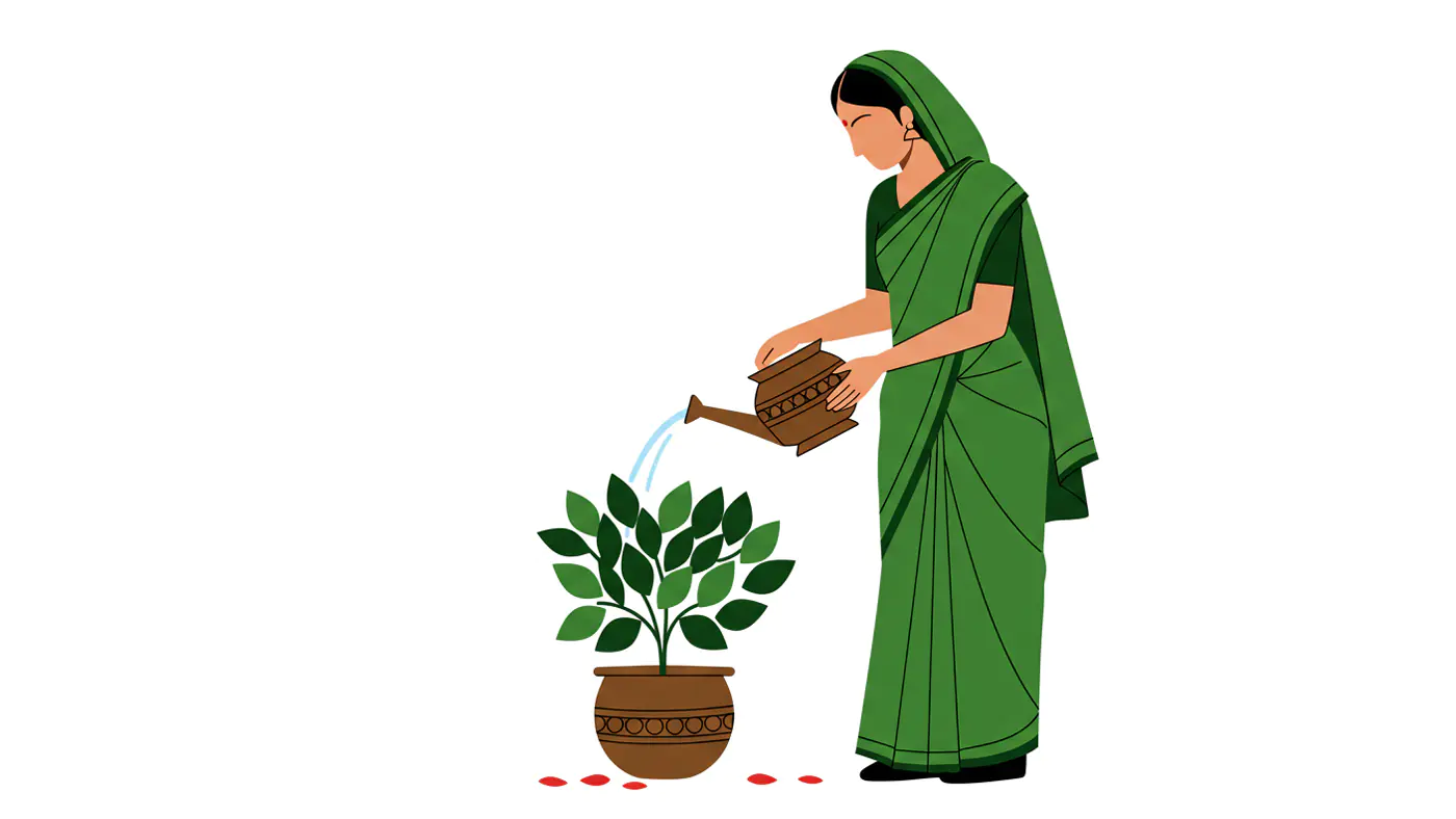 Green Sari Gardening Vector