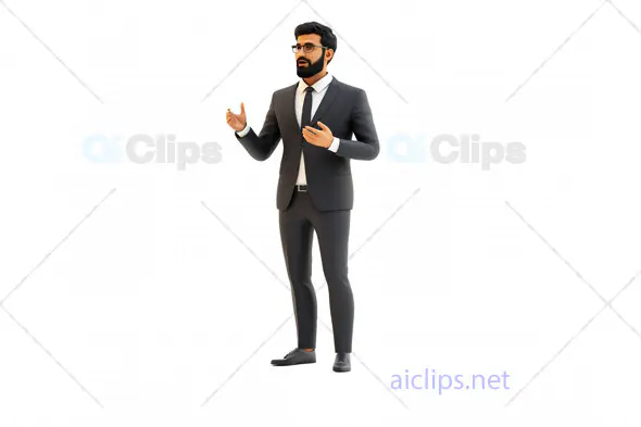 3D Indian Businessman Presenting Gesture