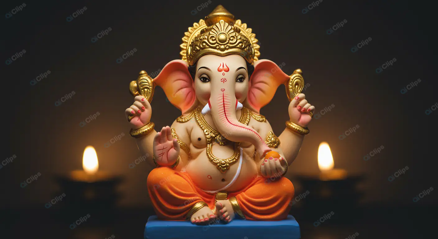 Ganesha Statue in Candlelight