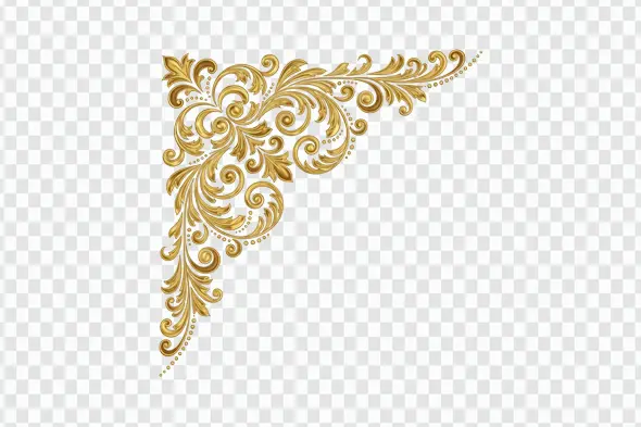 Elegant Golden Baroque Corner Flourish Design PNG Clipart
