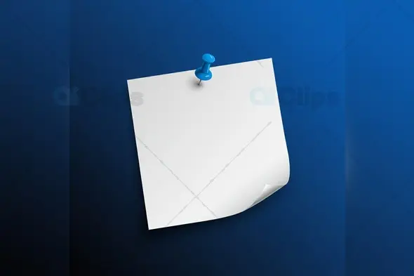 Pinned Paper Mockup with Curved Edge on Gradient Blue Background