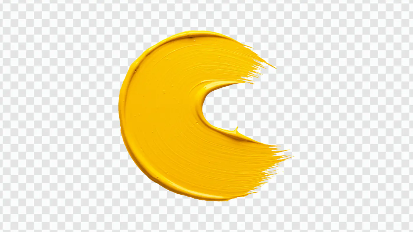Vibrant Yellow Paint Swirl Brush Stroke PNG