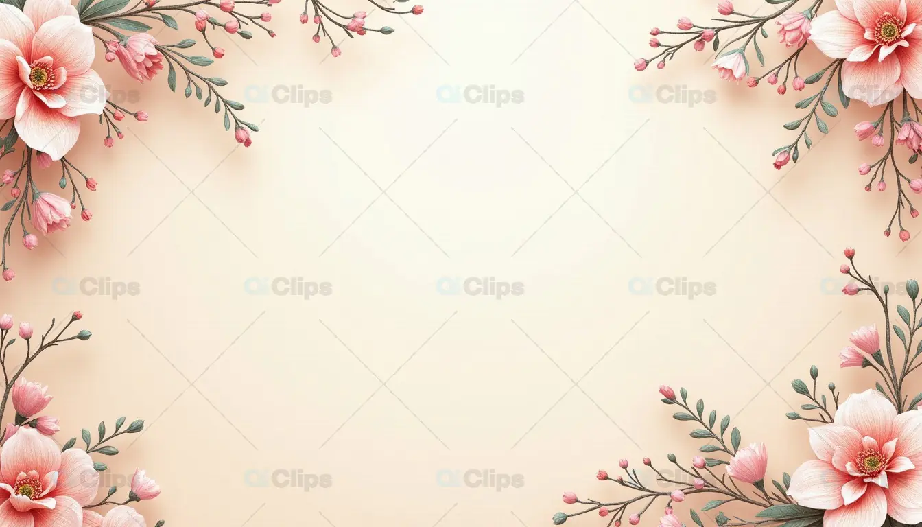 Elegant Floral Border Background with Soft Pastel Flowers