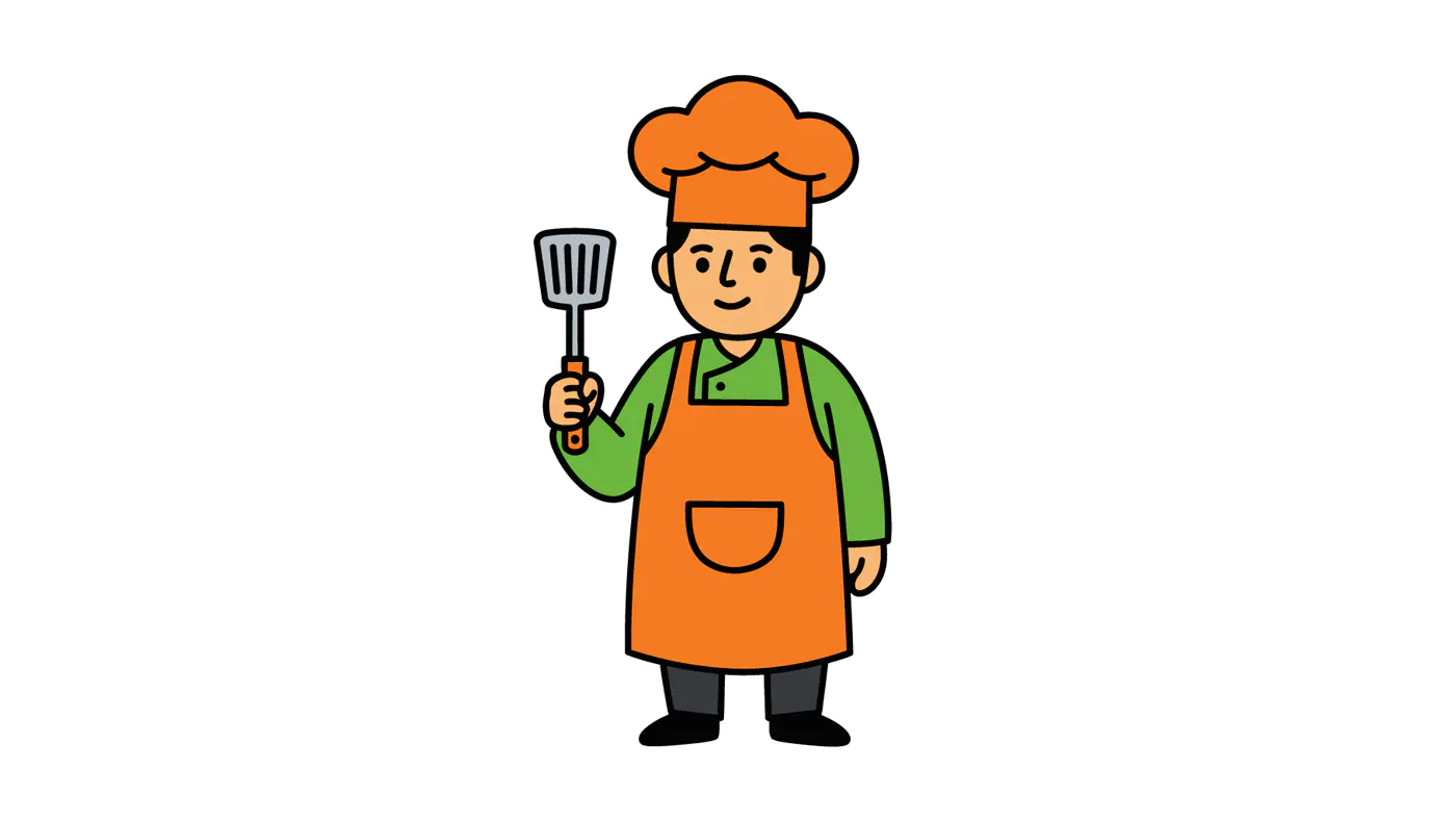 Cartoon Chef with Spatula Vector