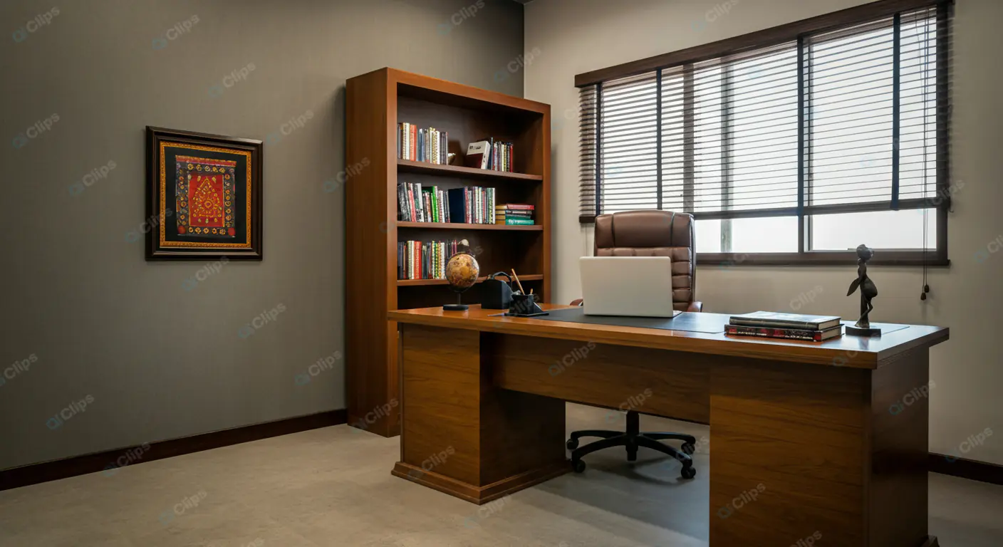 Elegant Executive Workspace with Cultural Accents
