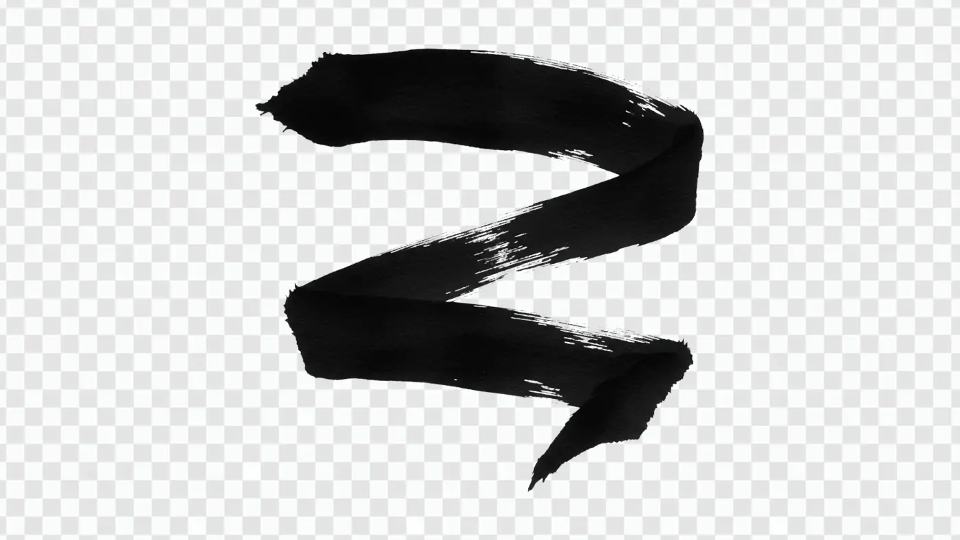 Dynamic Black Brush Stroke Spiral PNG