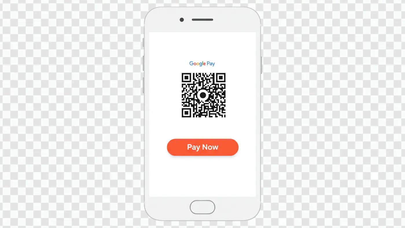 Google Pay QR Code Smartphone Screen PNG