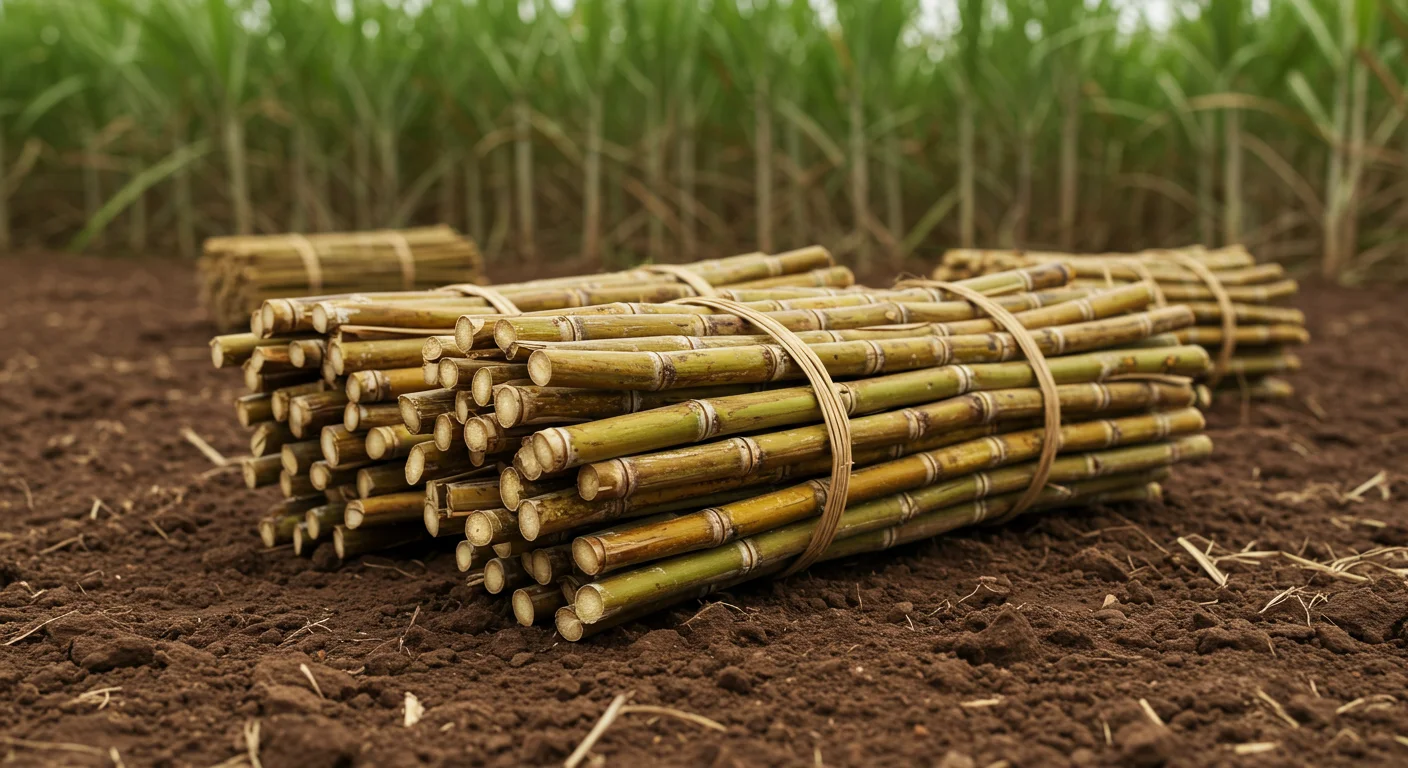Sugarcane Harvest Close-Up in Indian Farmland | AIClips Rural Agriculture Backdrop