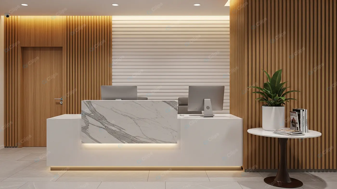 Sleek Marble Reception Counter