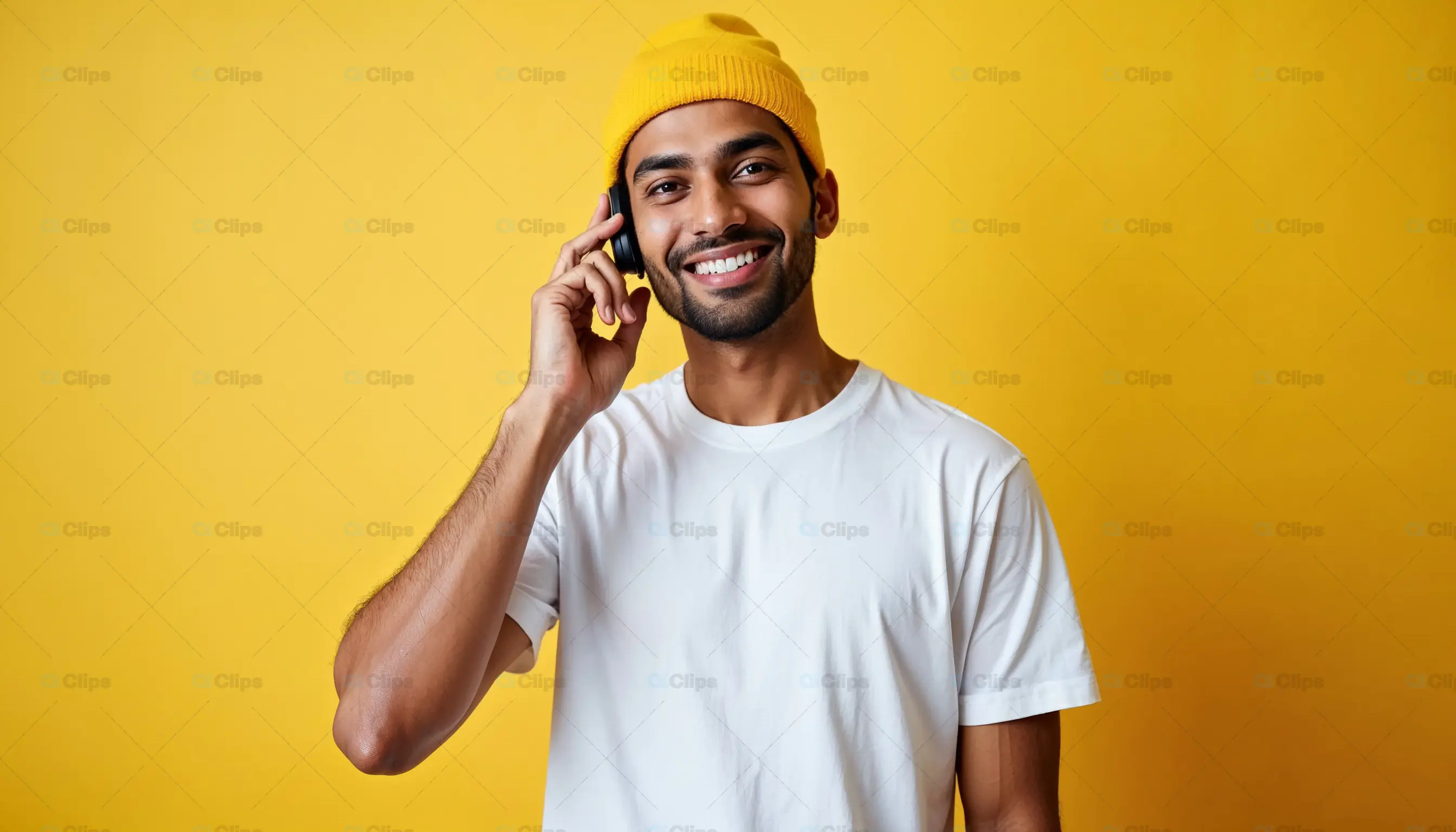 Smiling Man Talking on Phone