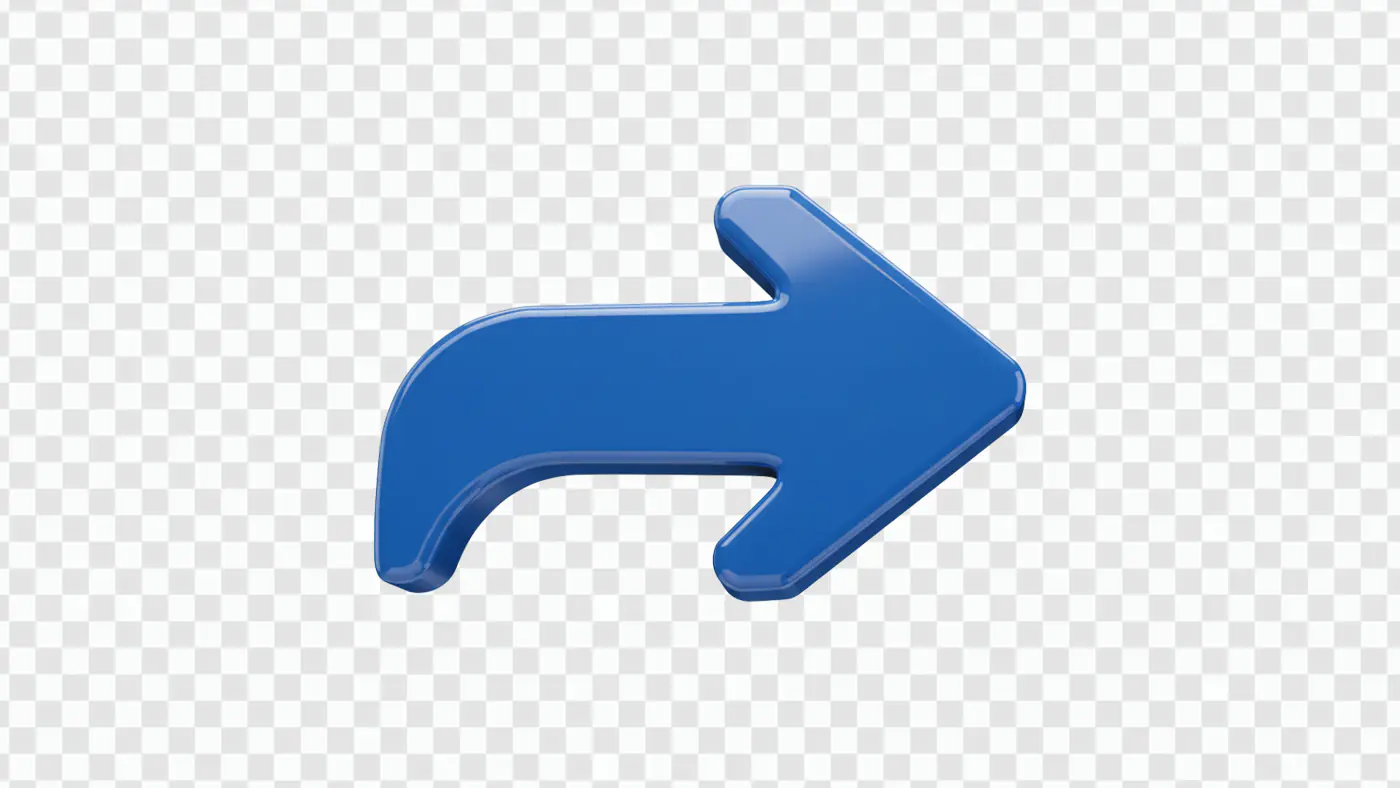 Blue Curved Right Arrow 3D Icon PNG