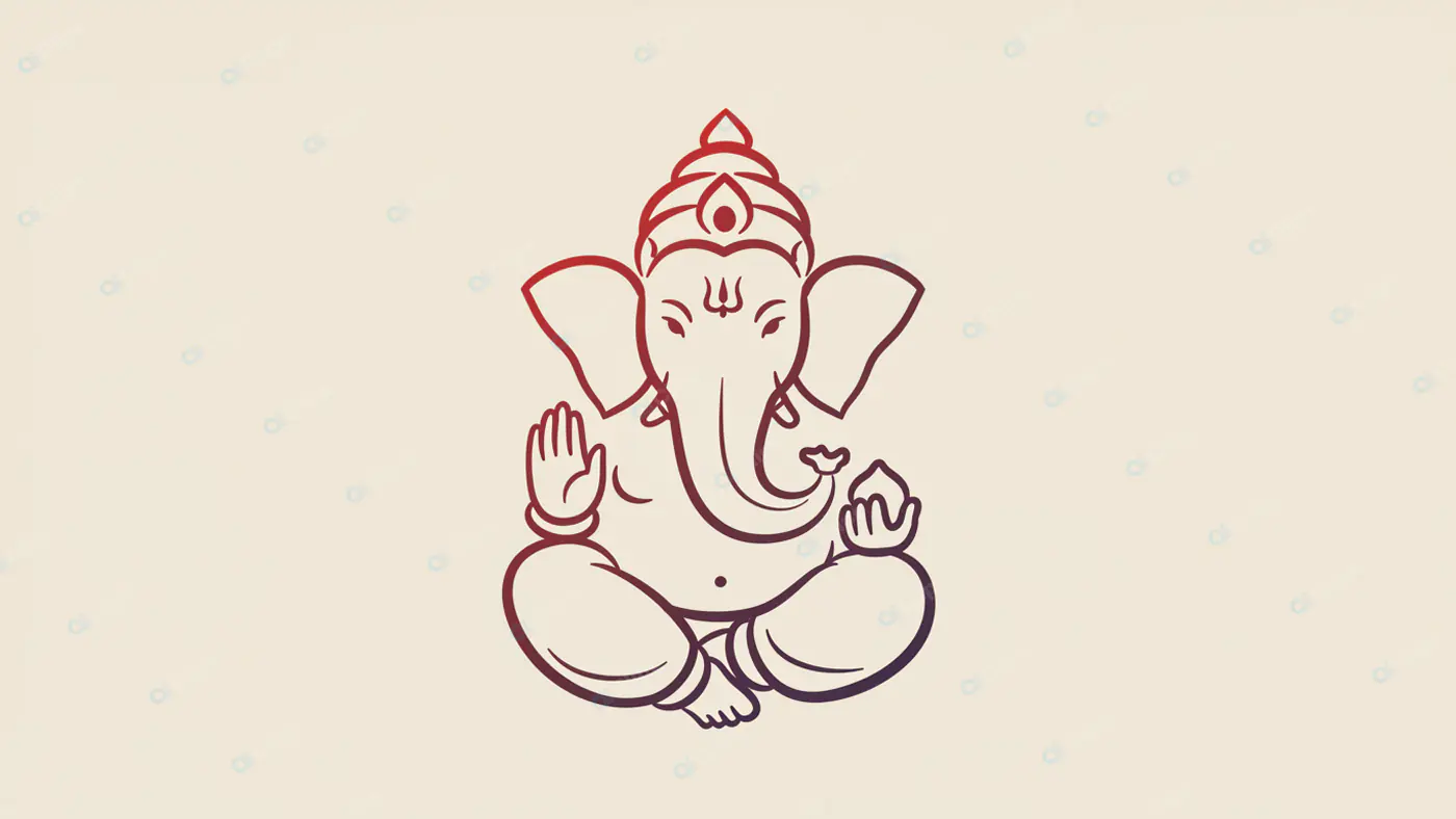 Gradient Ganesha Line Drawing