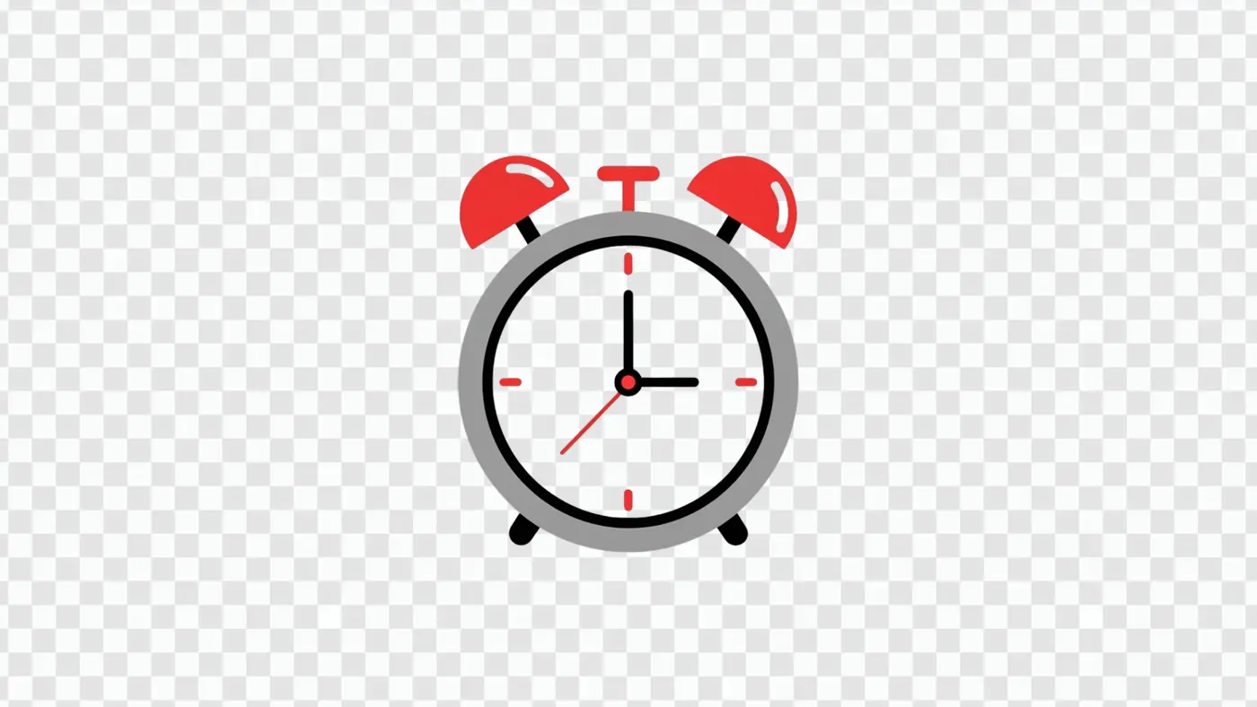 Vintage Style Red Twin Bell Alarm Clock Clipart PNG