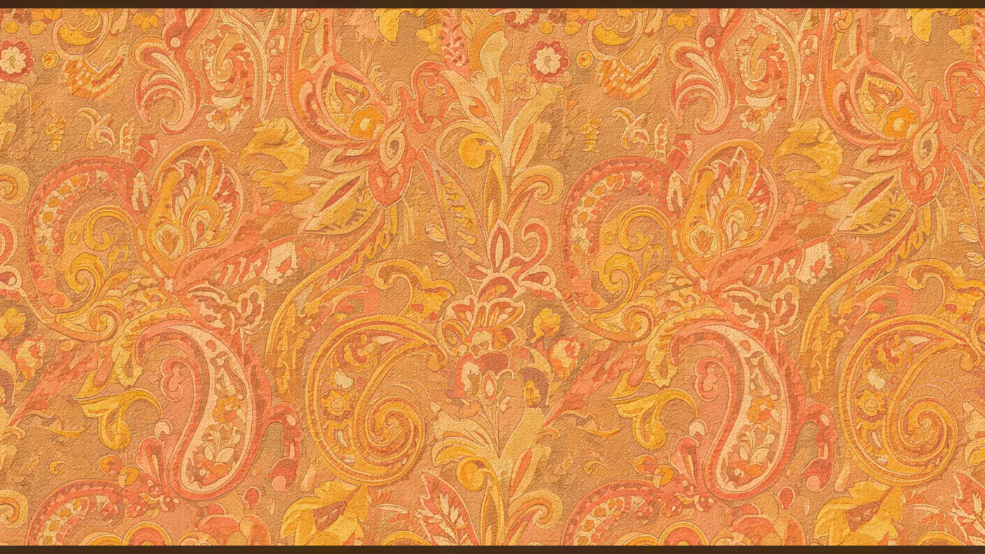 Indian Paisley Fabric Texture in Earthy Red & Mustard Hues | Traditional Textile Design
