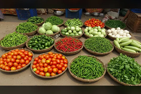 Indian Vegetable Bazaar with Colorful Farm Fresh Produce | AIClips Market Stock