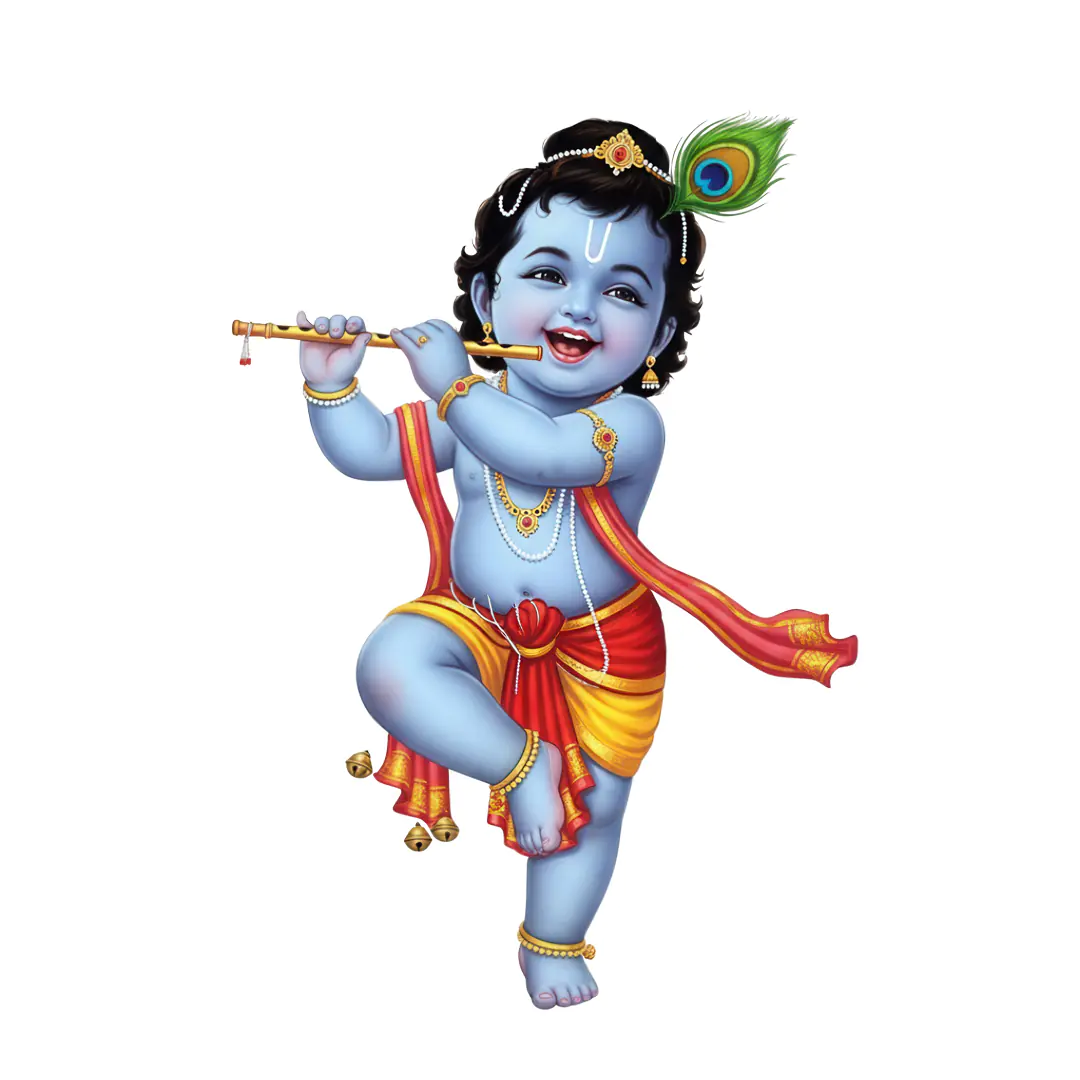 Smiling Baby Krishna Playing Flute PNG Clipart