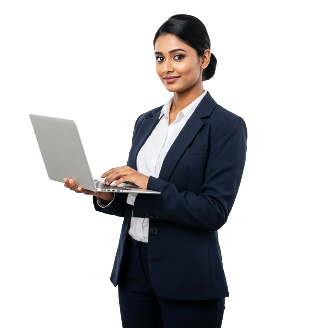 Professional Indian Businesswoman with Laptop PNG Clipart