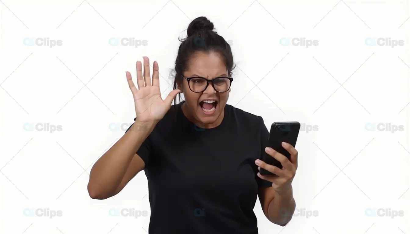 Angry Woman Yelling at Smartphone