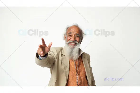 Smiling Elderly Man Pointing Forward