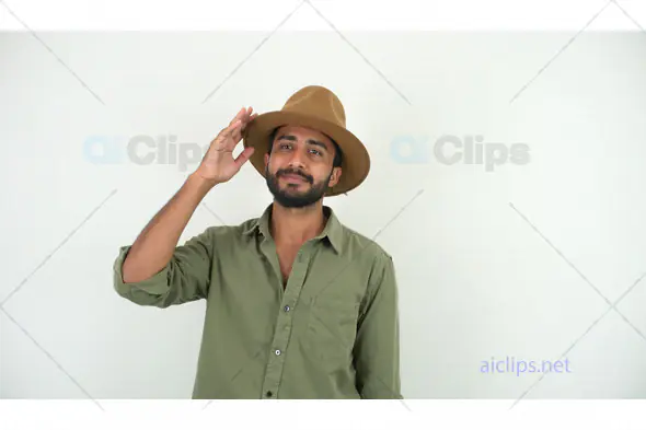 Man in Olive Shirt with Brown Hat