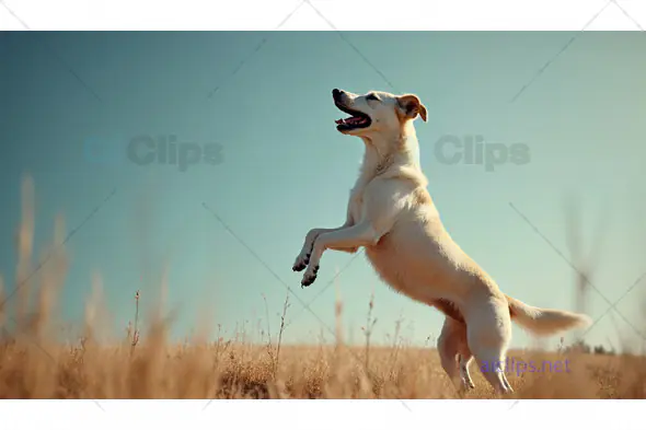 Happy Dog Jumping in Field