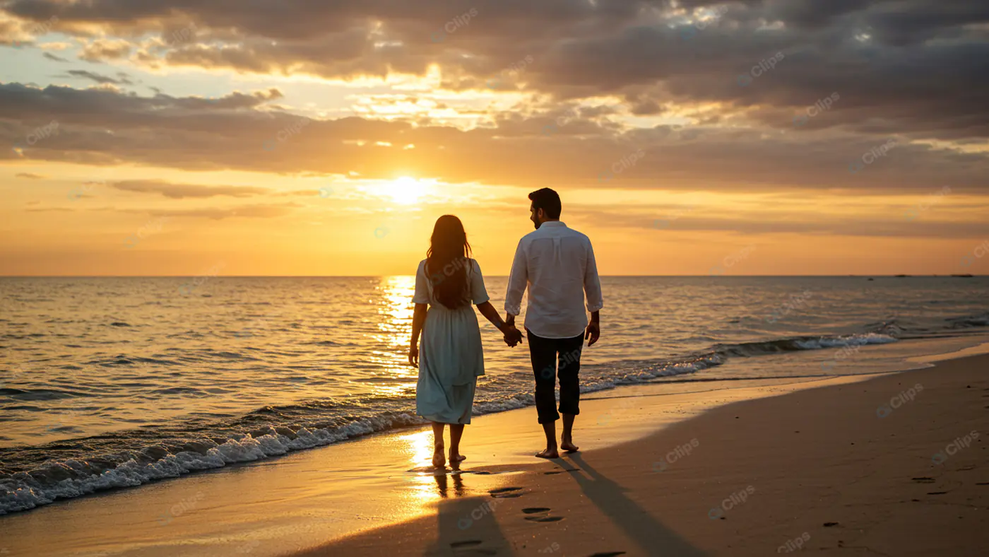 Sunset Stroll: Beachside Romance