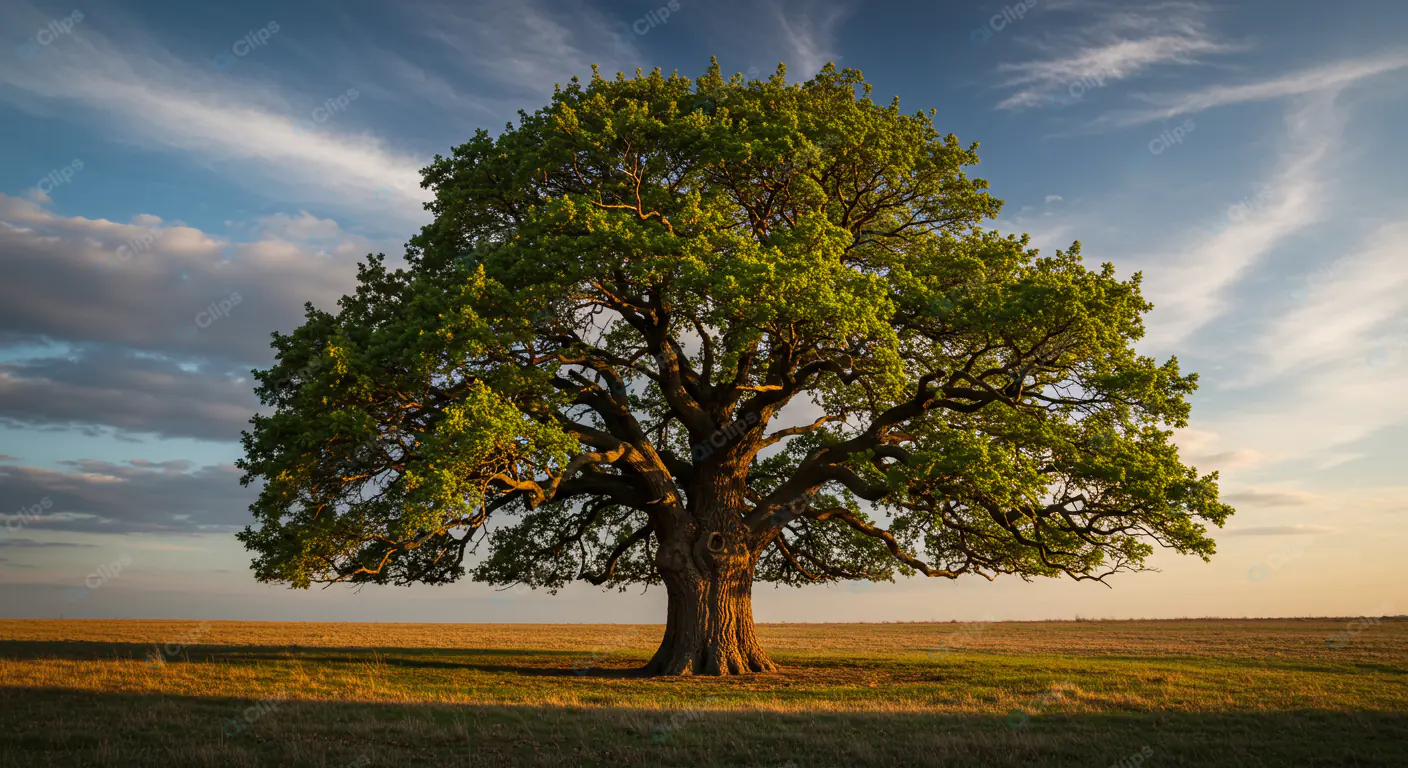 Majestic Oak in Golden Field
