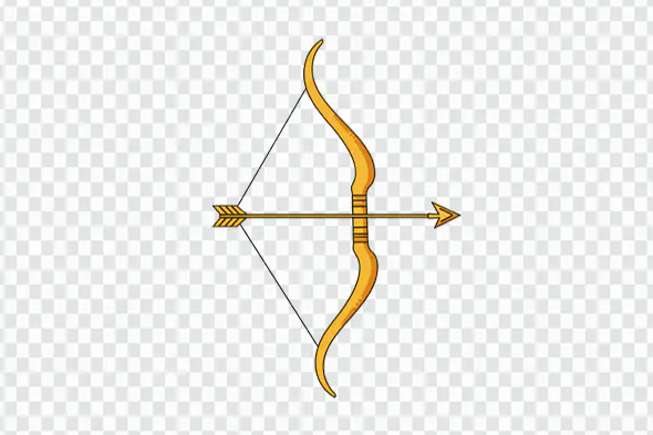 Golden Bow and Arrow Archery Weapon PNG