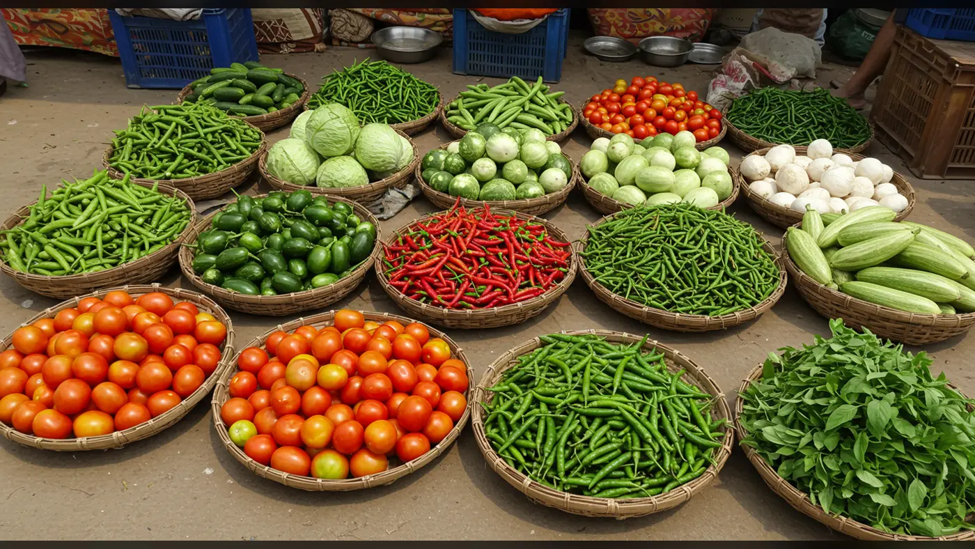 Indian Vegetable Bazaar with Colorful Farm Fresh Produce | AIClips Market Stock