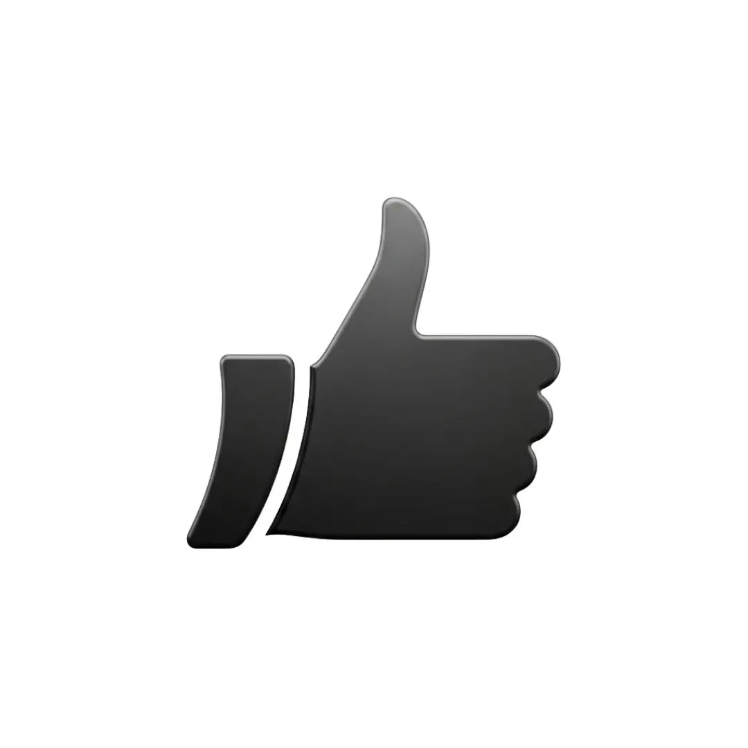 Sleek Black Thumbs Up Hand Gesture Clipart PNG
