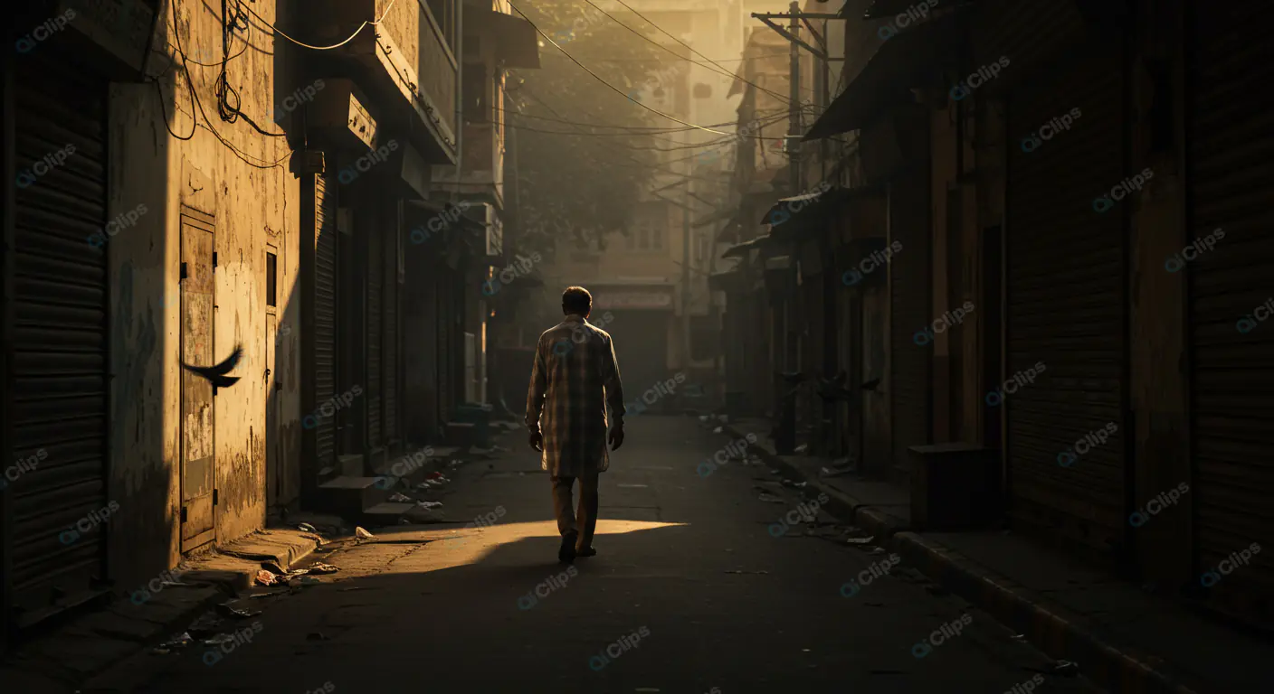 Solitary Dawn: Urban Alleyway Journey