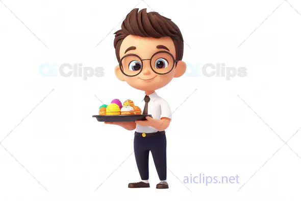 3D Boy Avatar with Ice Cream Dessert Platter