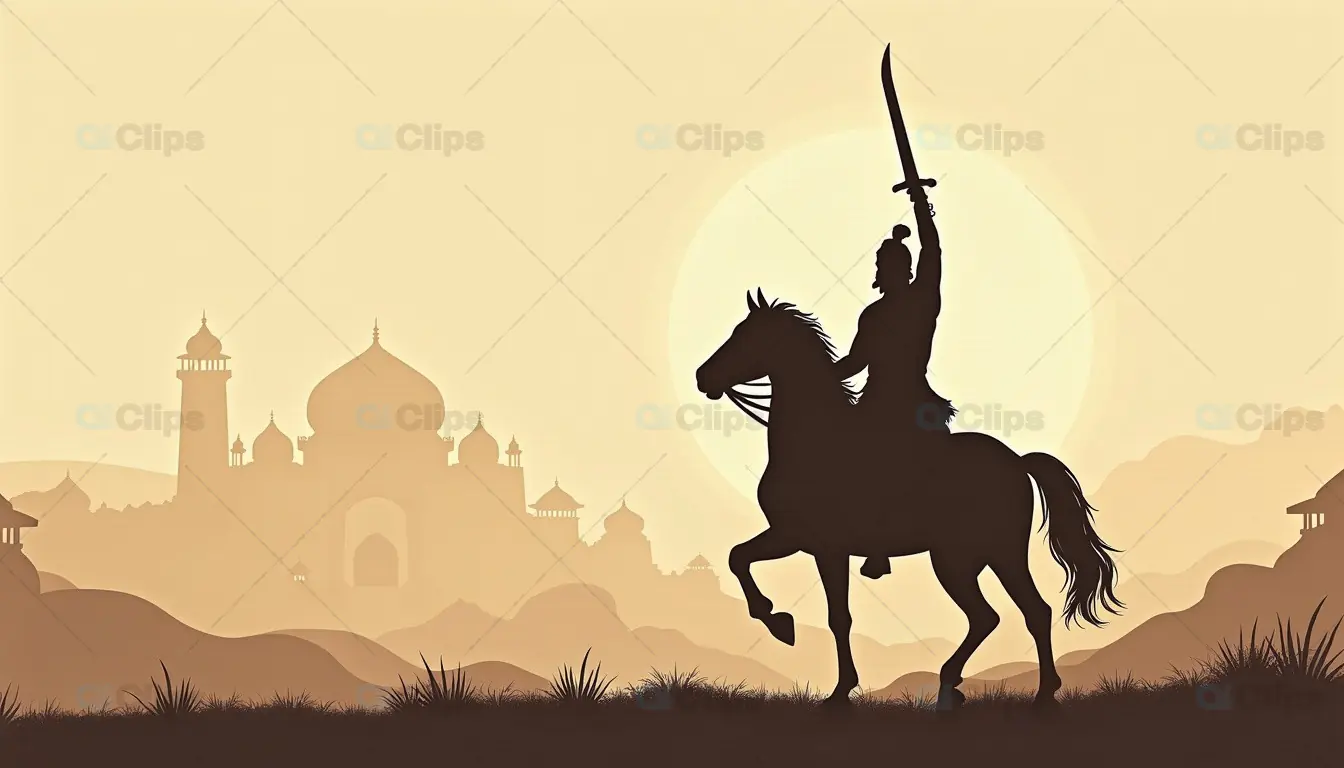 Historical Warrior on Horseback Silhouette