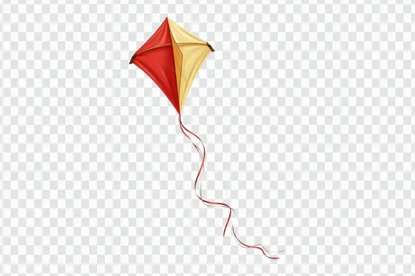 Realistic Red and Yellow Festival Flying Kite Clipart PNG