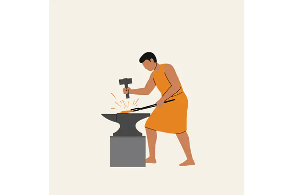 Blacksmith at Work Vector Graphic