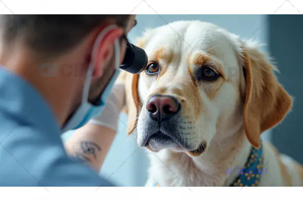 Vet Performing Dog Eye Examination