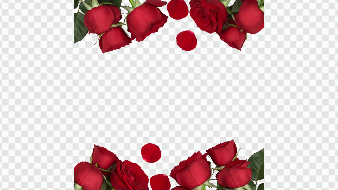 Elegant Red Roses Floral Corner Frame PNG
