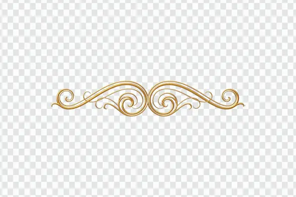 Elegant Gold Baroque Ornamental Swirl Divider Clipart PNG