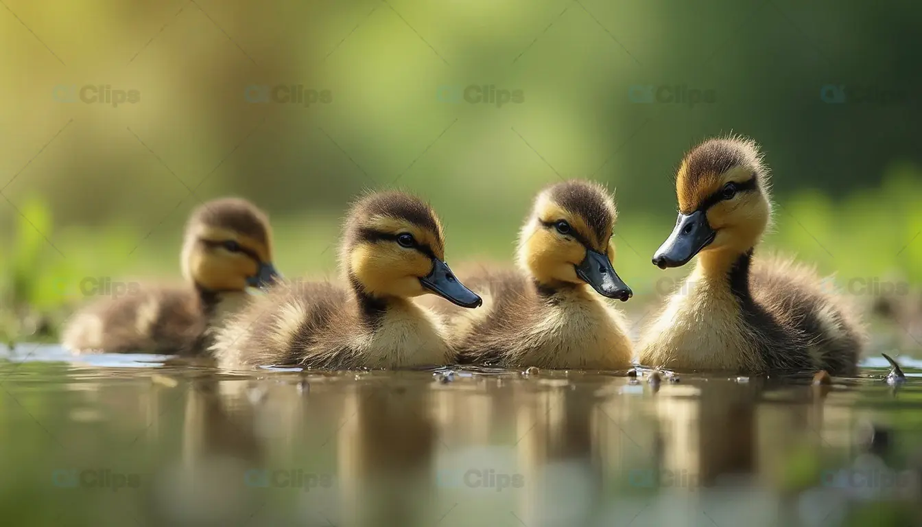 Ducklings Swimming Together