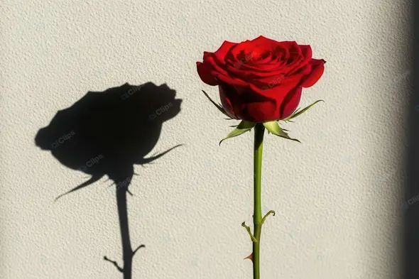 Vivid Red Rose Casting a Dramatic Silhouette