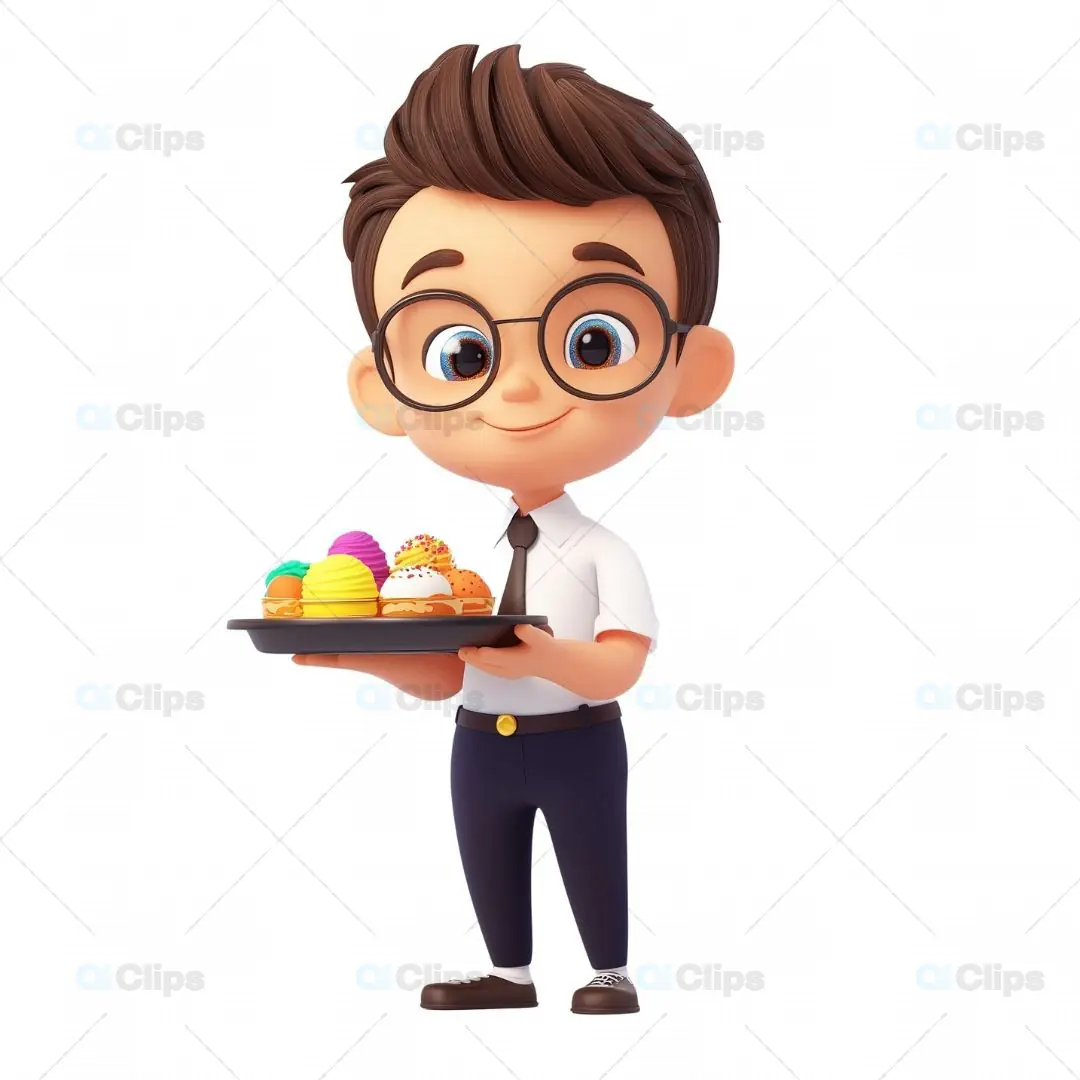3D Boy Avatar with Ice Cream Dessert Platter