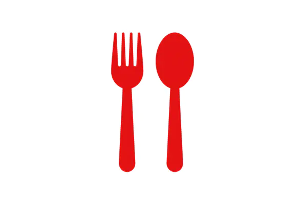 Vibrant Red Cutlery Icon Set